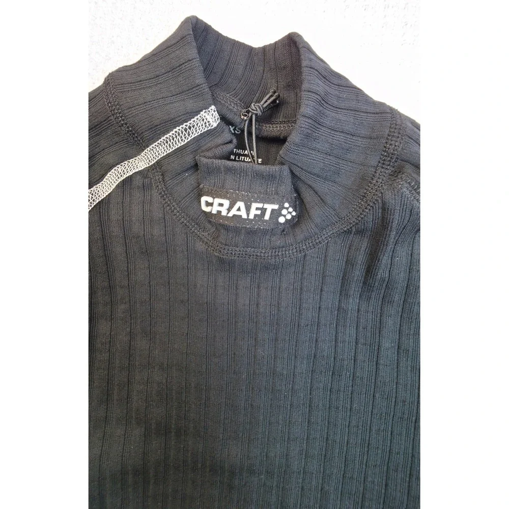 Craft Active Extreme CN Base Layer Top XS Black Ribbed Mock Neck Nwt